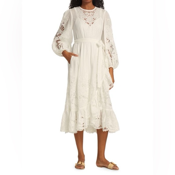 ZIMMERMANN Lulu Scalloped Frill Lace Pattern Long Dress Size S/Zimmerman Size 1 - Picture 7 of 9